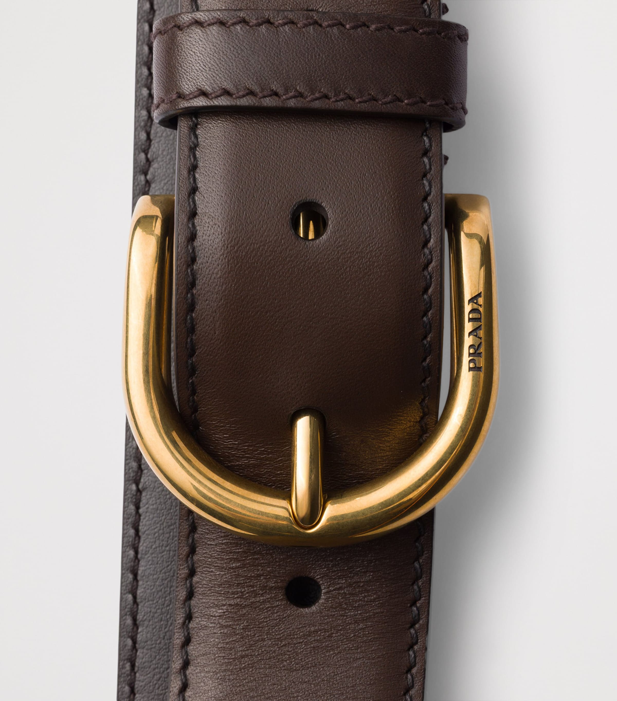 Prada leather belt gold buckle, UK version