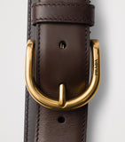 Prada leather belt gold buckle, UK version