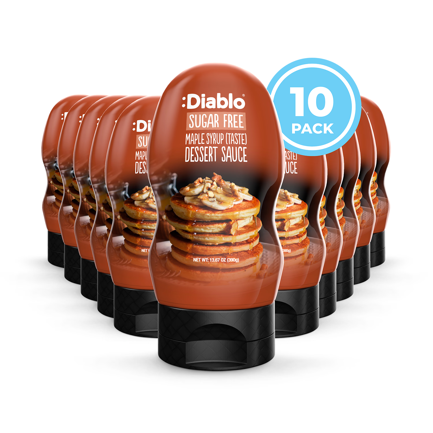 Diablo sugar free maple syrup dessert sauce 390g pack of 10 - British product