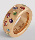 Pomellato Iconica ring rose gold sapphire mixed stones, UK version