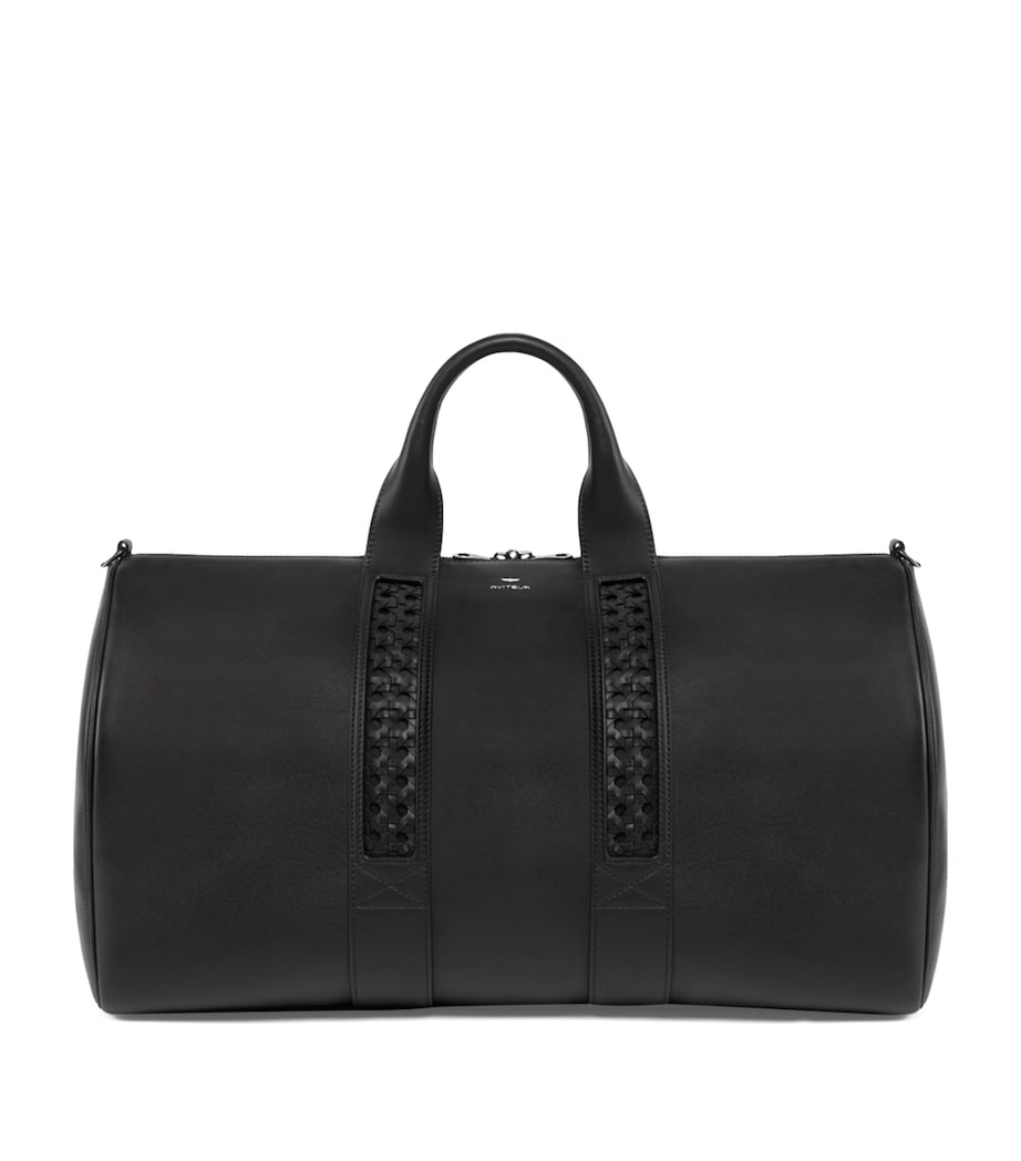 Aviteur Leather Woven-Detail Holdall with Calfskin and Alcantara Lining - British product