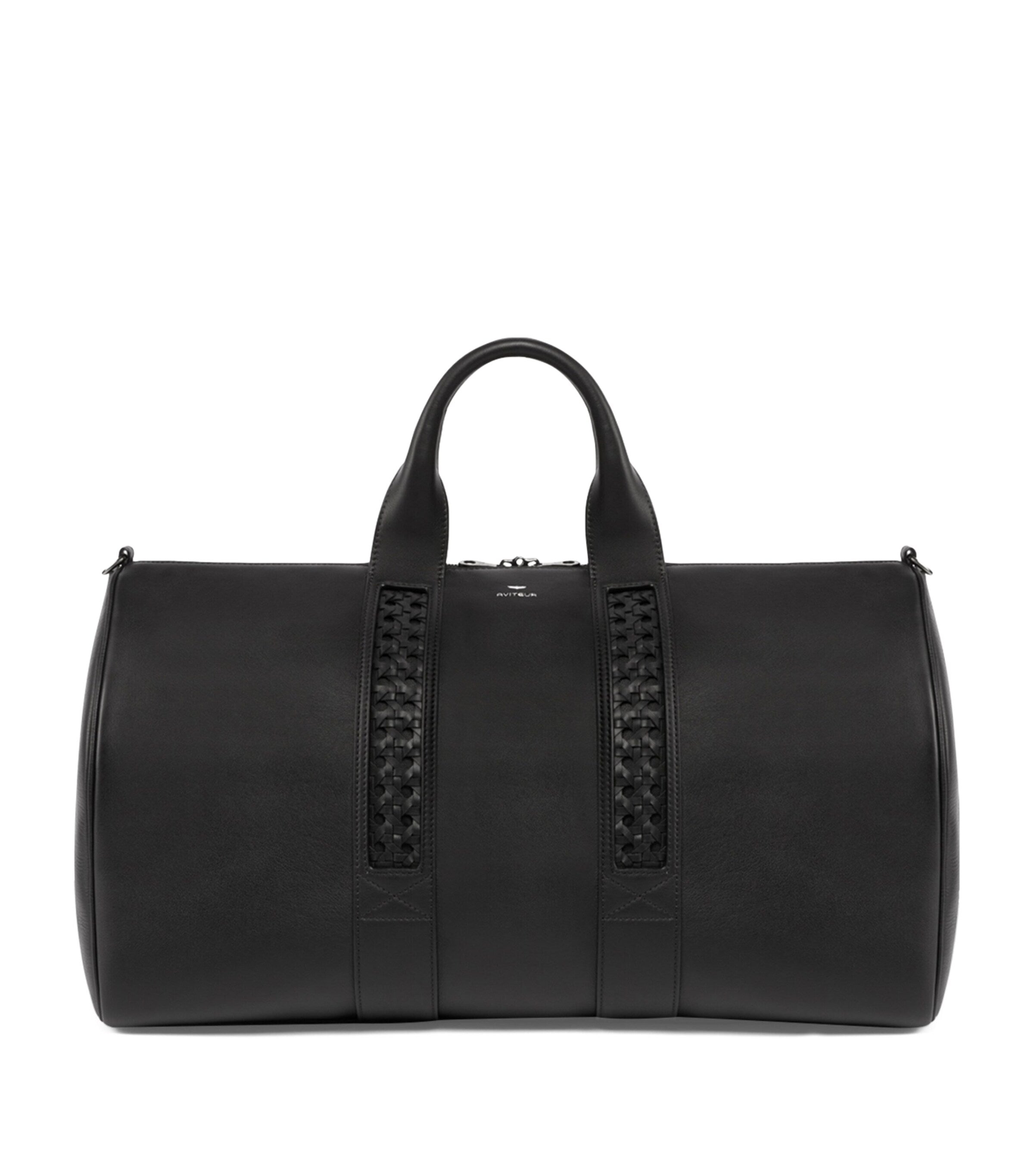 Aviteur Leather Woven-Detail Holdall with Calfskin and Alcantara Lining - British product