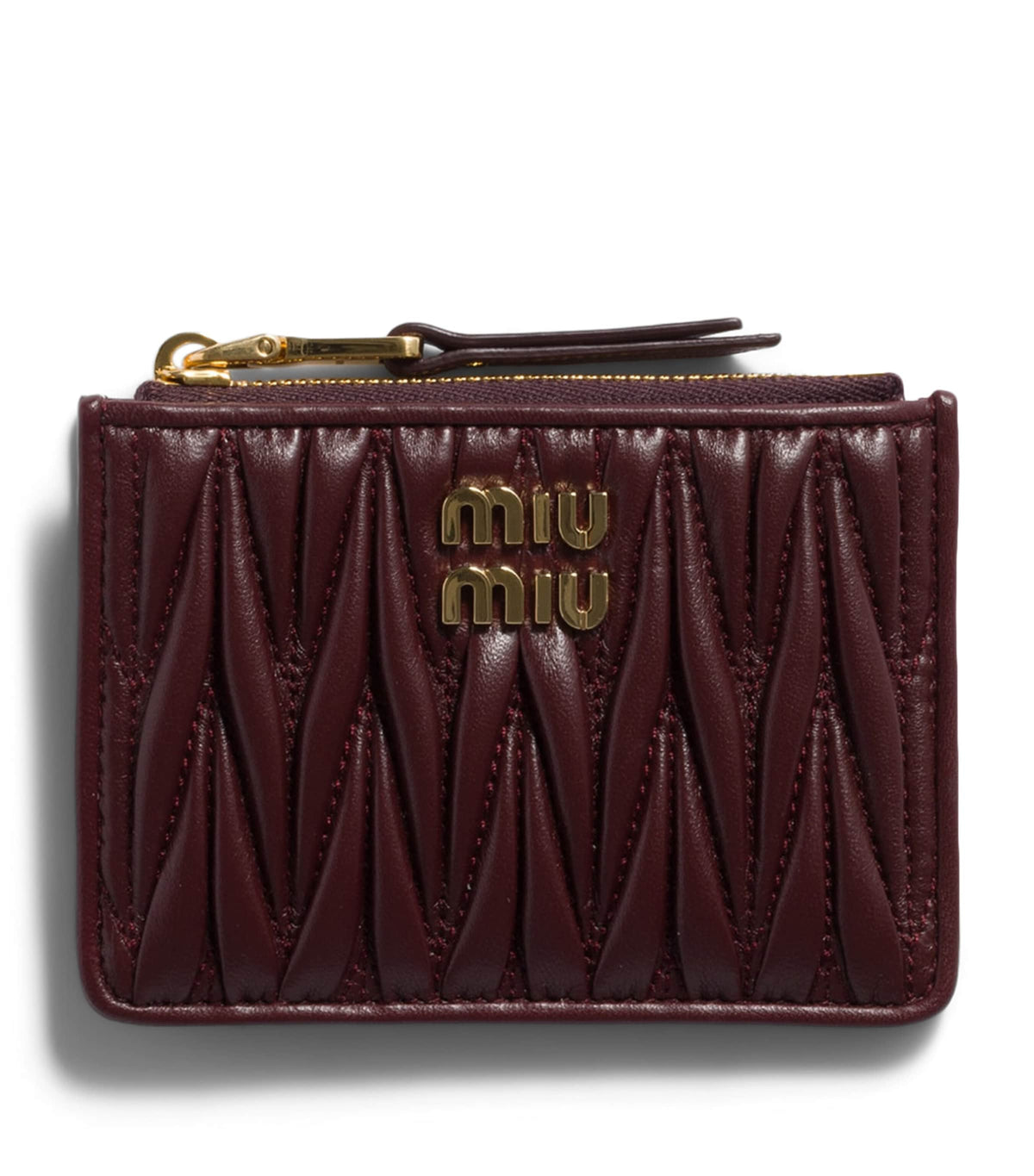 Miu Miu leather matelassé zipped card holder, imported from the UK