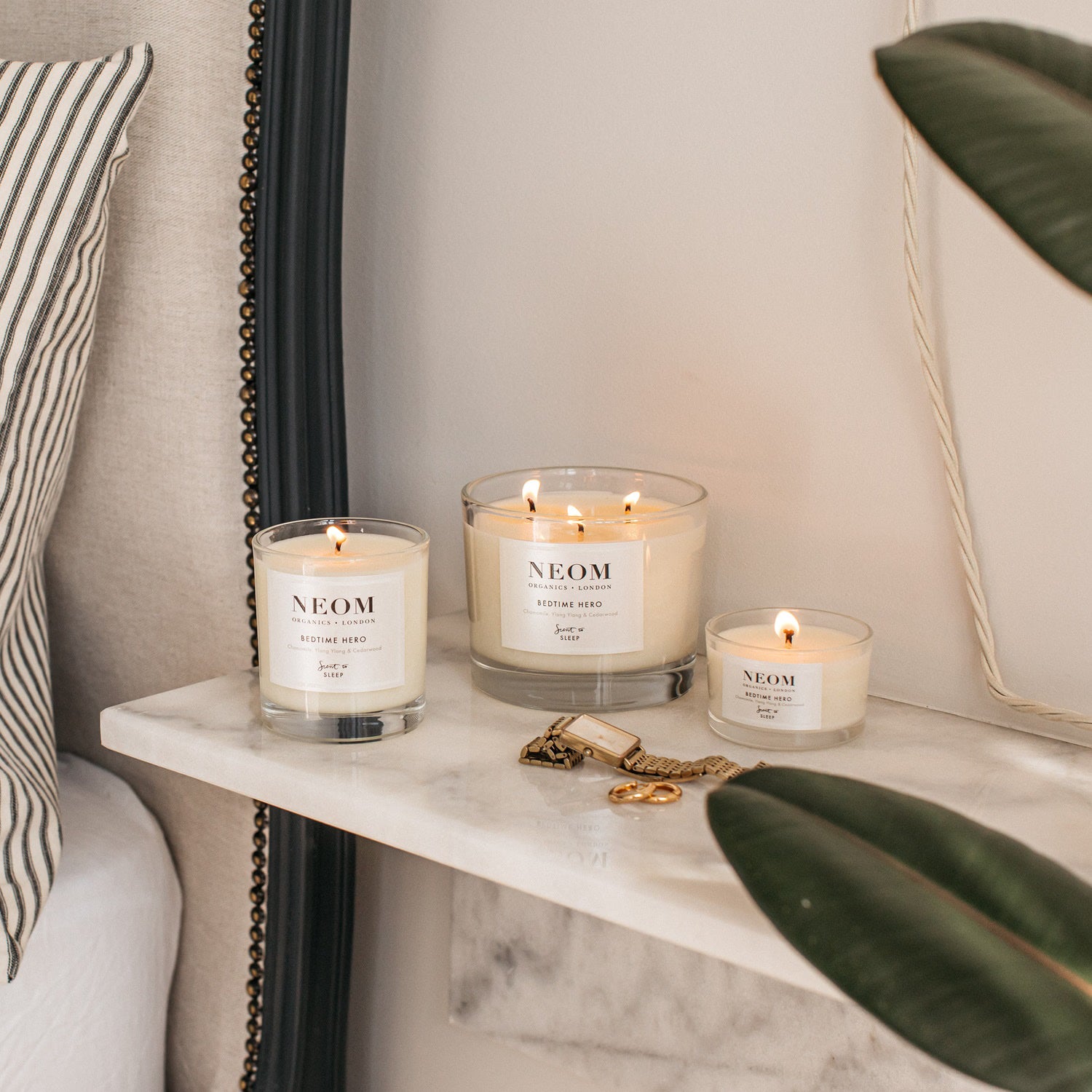 NEOM wellbeing candle trio with three scents - British product