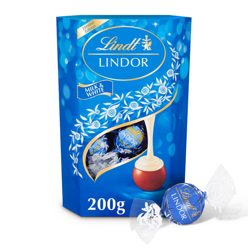 Lindt Lindor Milk & White Chocolate Truffles Box 200g GOODS ASDA   