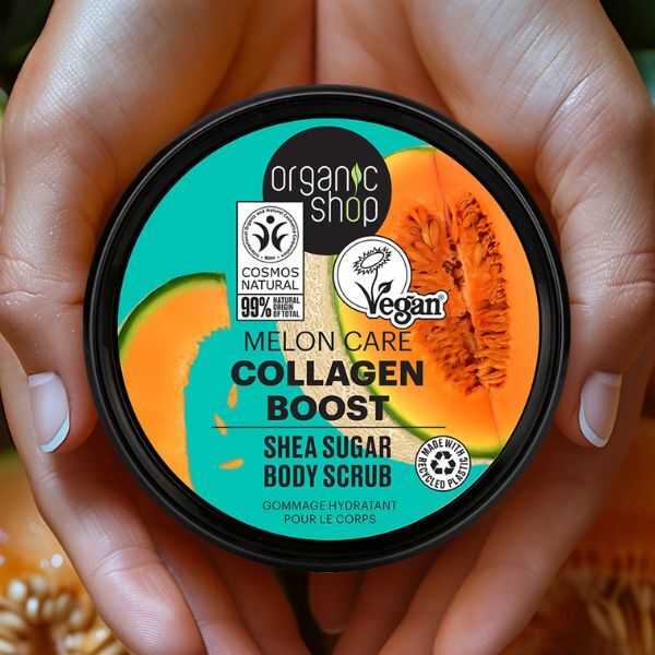 Organic Shop Collagen Boost body scrub melon 250ml , imported from the UK