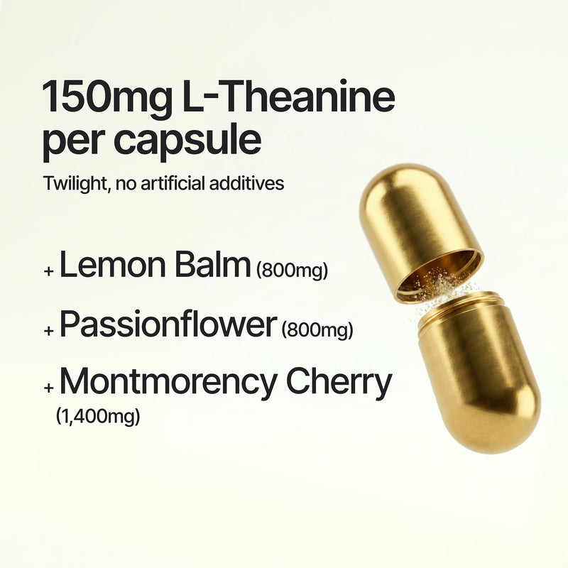 Twilight sleep supplement capsules with L-Theanine, passionflower, chamomile, 30 servings (British brand)