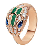 Bvlgari Serpenti ring in rose gold with diamonds and malachite - British product