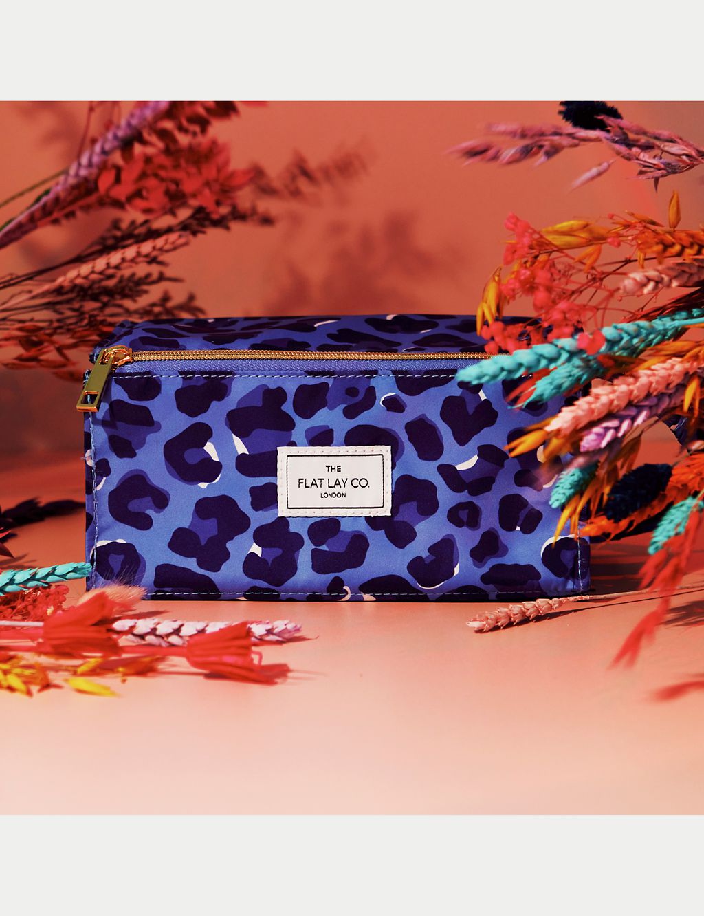 The Flat Lay Co. Open Flat Box Bag in Blue Leopard GOODS M&S   