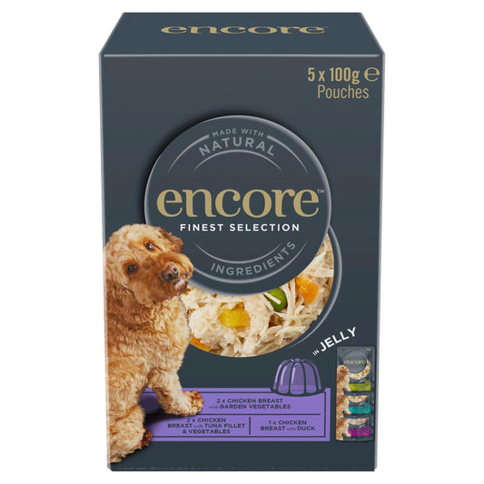 Encore Natural Finest Selection In Jelly Dog Pouches 5x100g Dog food cans trays & pouches Sainsburys   