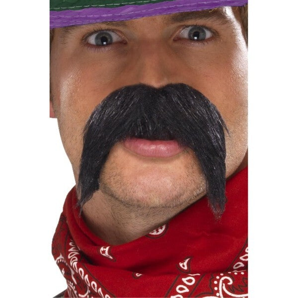Smiffys big bushy gringo tash costume mustache black - British product