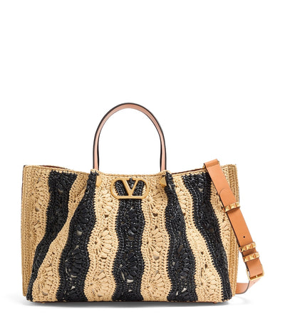 Harrods Valentino Garavani Medium Raffia VLogo Tote Bag- Buy online at McGrocer