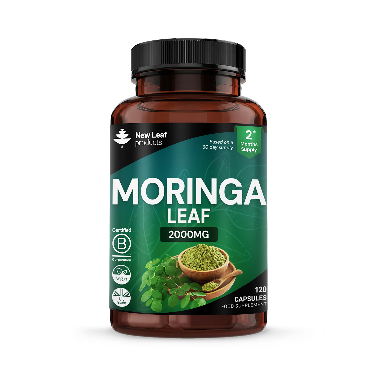 New Leaf Products moringa capsules with black pepper 120, UK version