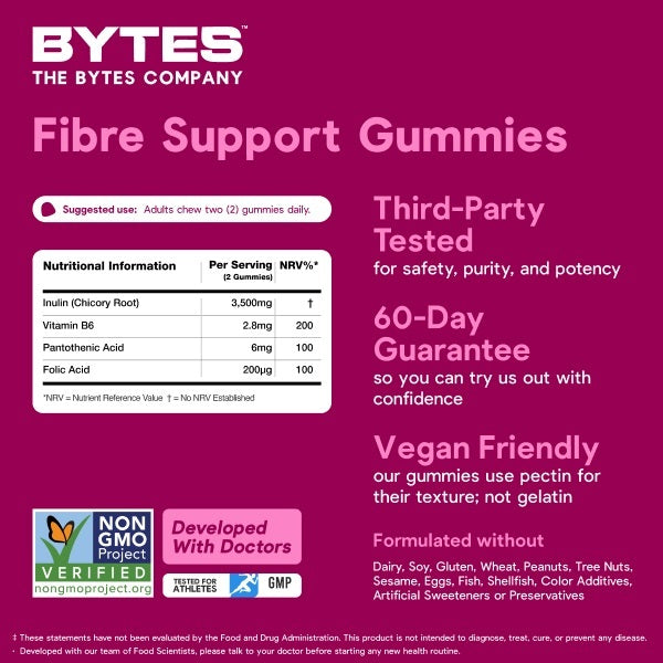 BYTES Co. Digestive Support Gummies Berry Flavour 60 Gummies, UK version