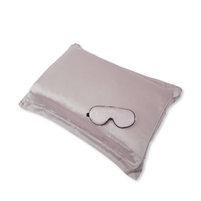 White Lotus Beauty mulberry silk pillowcase and eye mask set (British brand)
