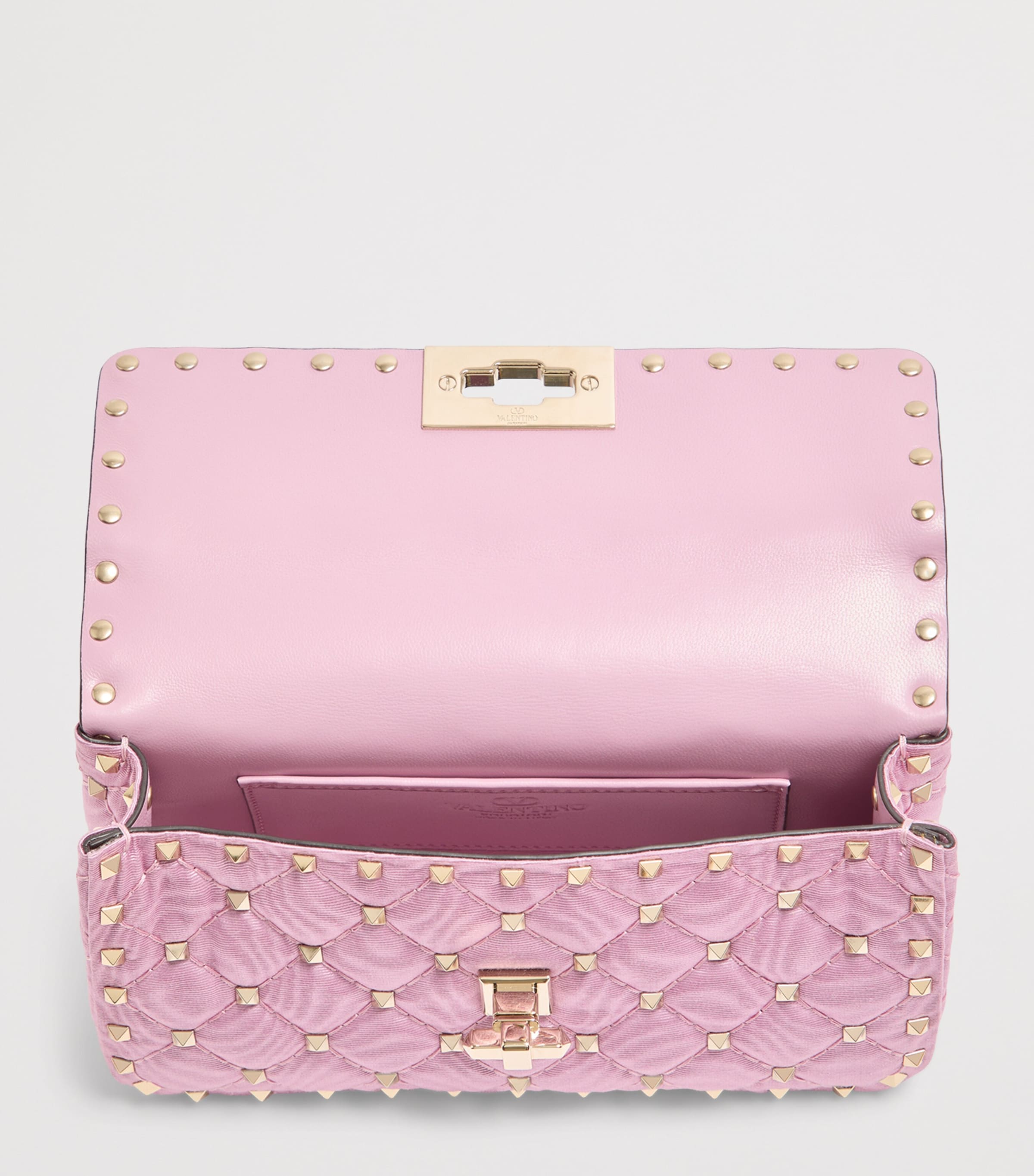Valentino Garavani Rockstud Spike small shoulder bag moiré fabric, UK version
