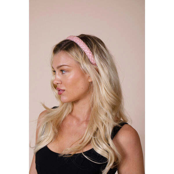 SVNX lattice beaded headband in pink (British brand)