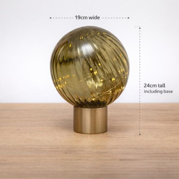 Candlelight green globe LED table lamp 24cm, imported from the UK