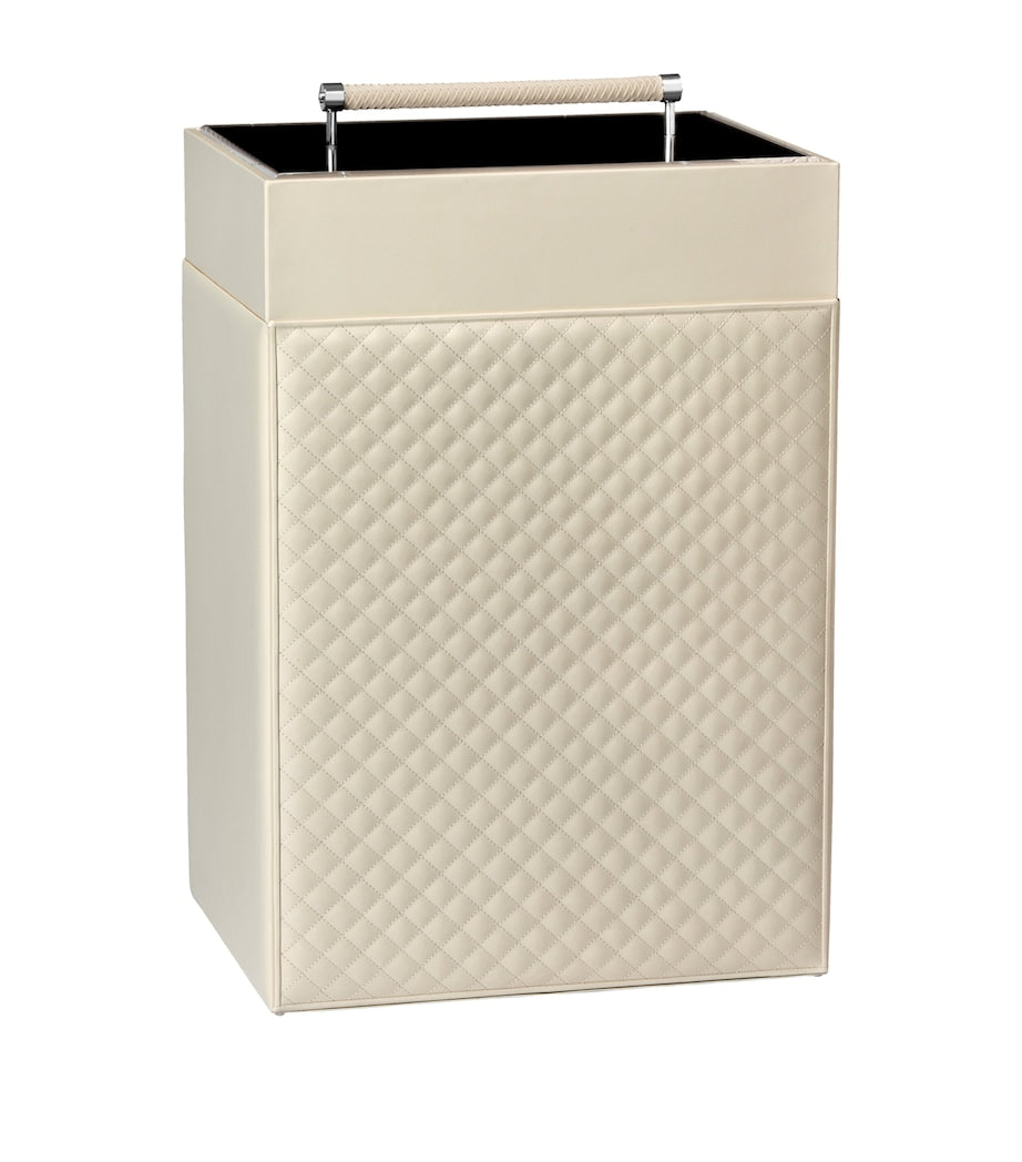Riviere quilted leather laundry basket with lid (British brand)