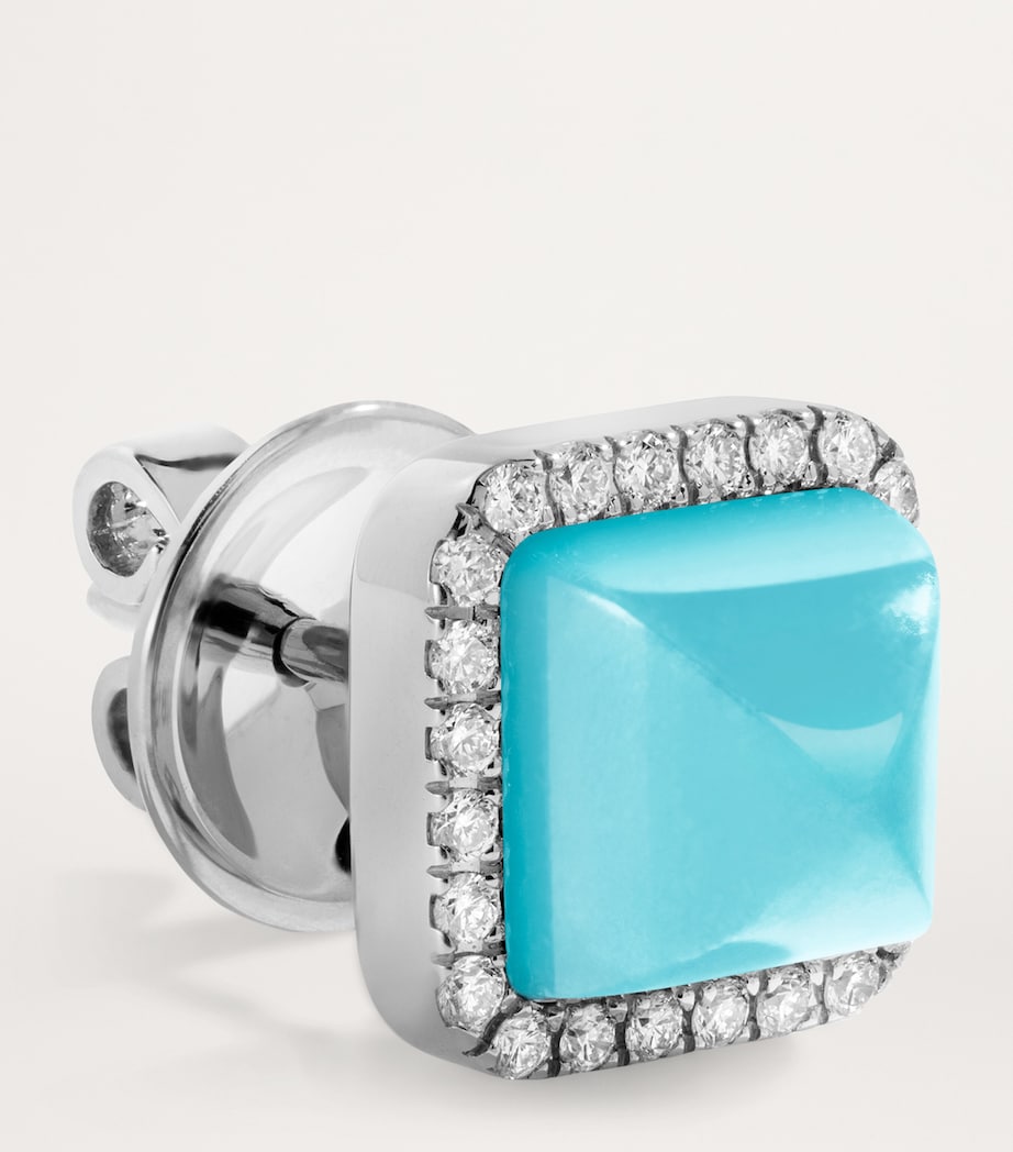 Marli New York Cleo pyramid earrings white gold diamonds chalcedony (British brand)