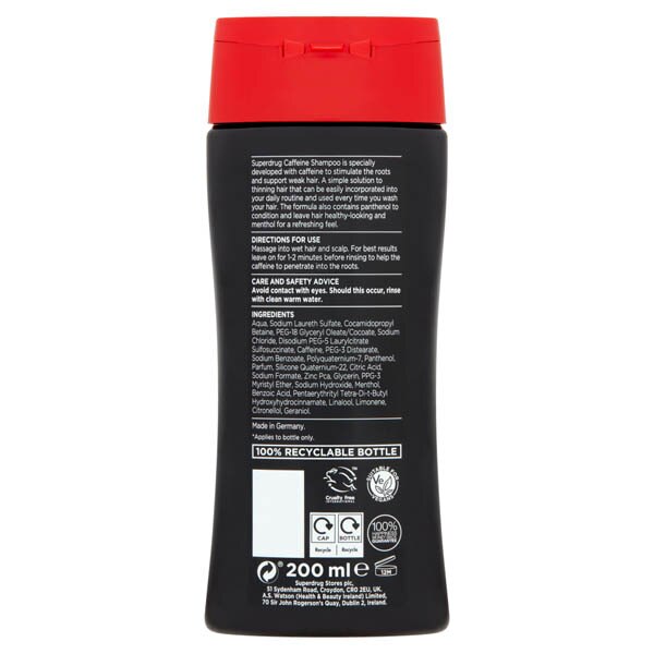 Superdrug Caffeine Shampoo 200ml GOODS Superdrug   