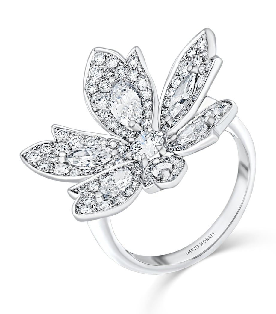 David Morris Palm Flower Ring white gold diamond ring, imported from the UK