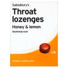 Sainsbury's Throat Lozenges Honey & Lemon x36 cough cold & flu Sainsburys   