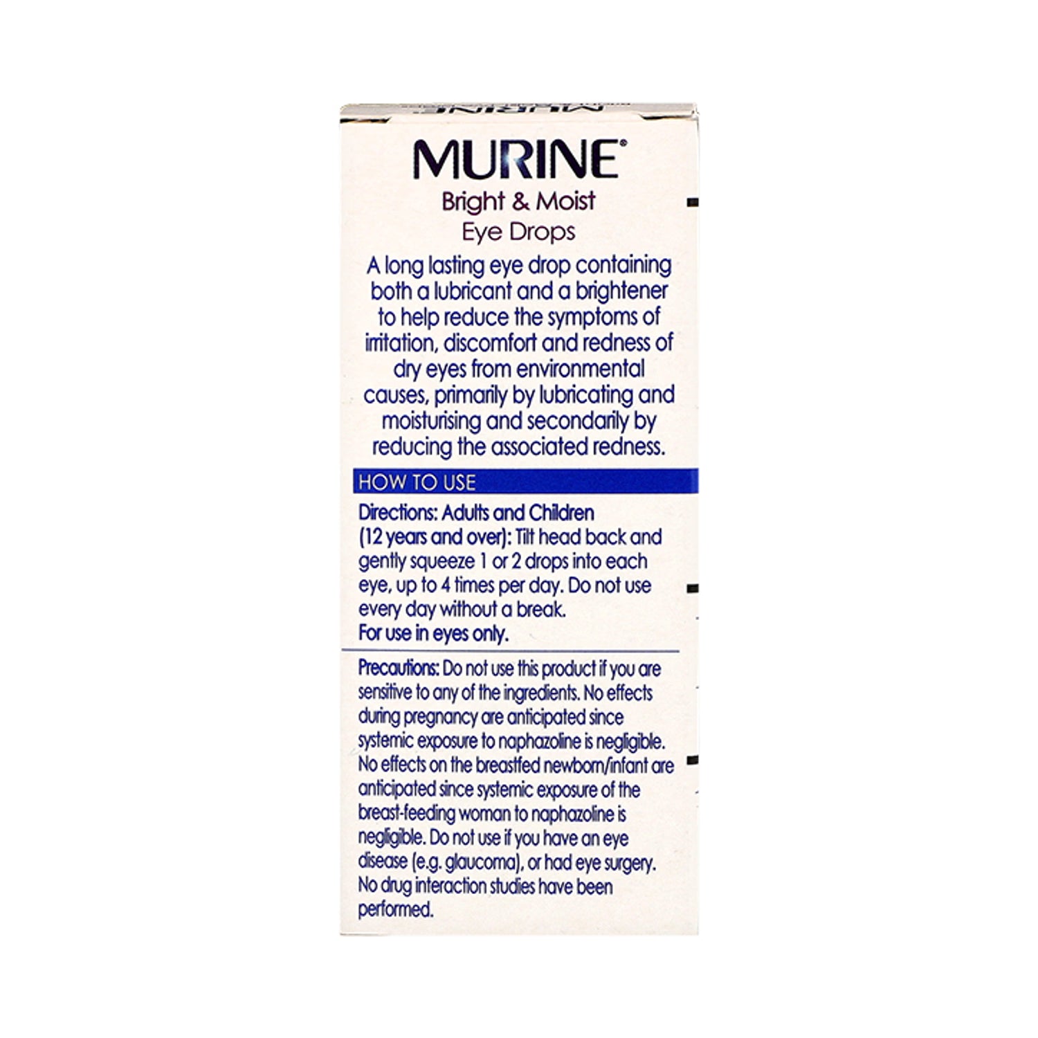 Murine Bright & Moist Eye Drops, imported from the UK
