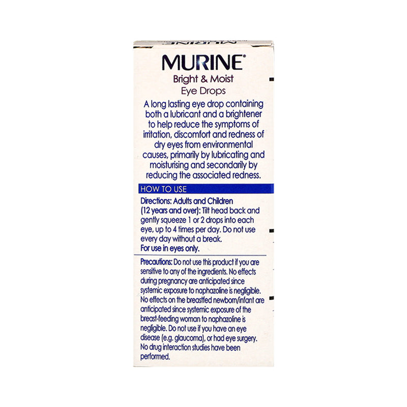 Murine Bright & Moist Eye Drops, imported from the UK