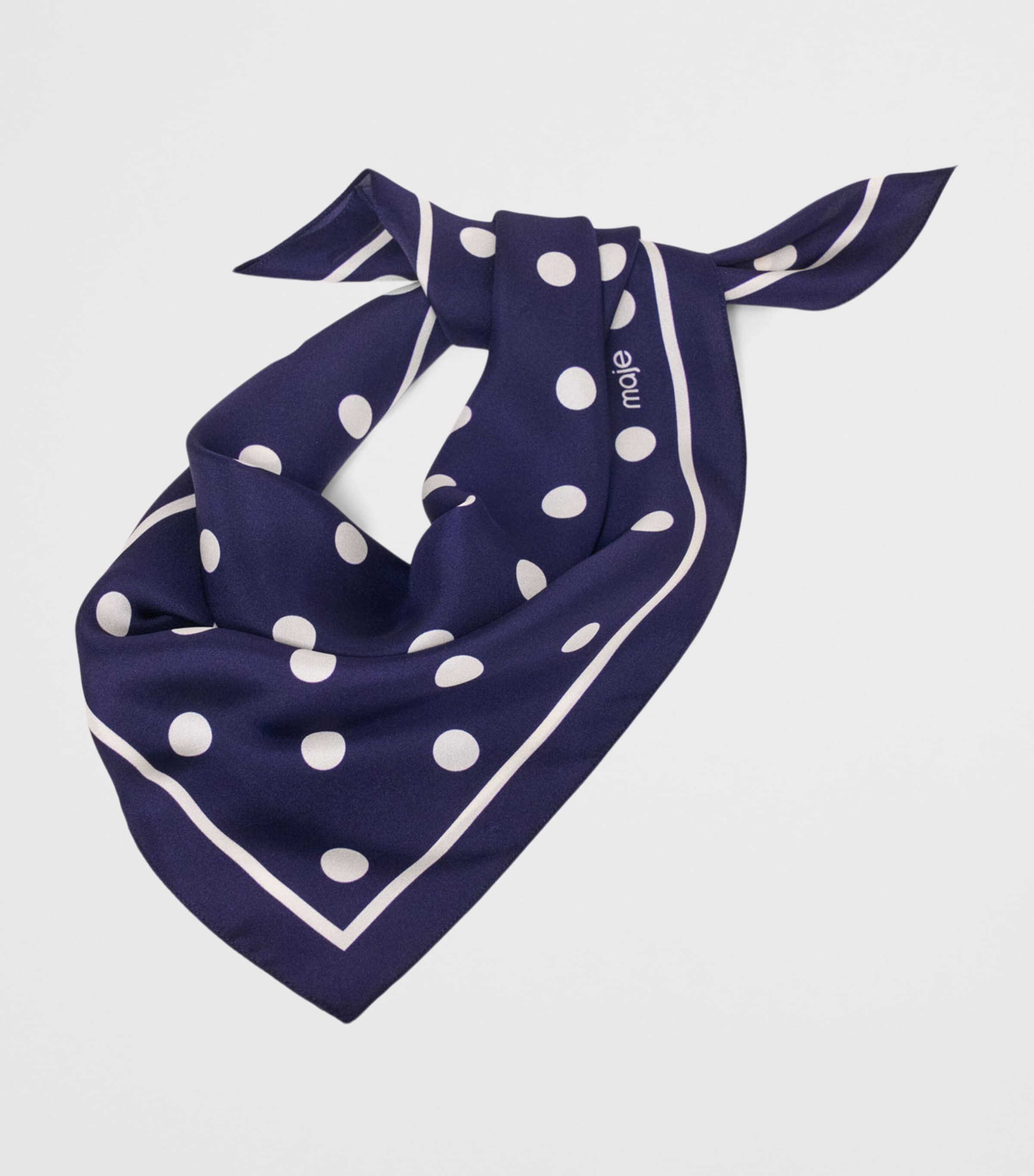 Maje silk polka-dot scarf 60x60cm, imported from the UK