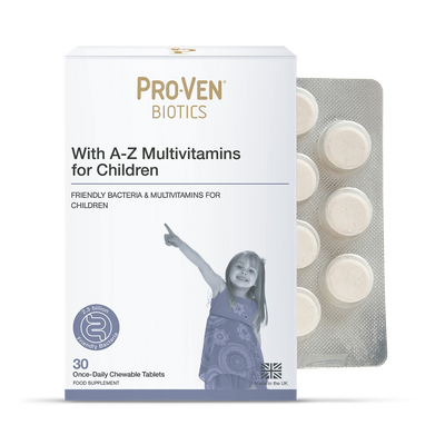 Pro-ven Biotics Acidophilus & Bifidus Multivitamin Schwarze Johannisbeere Kautabletten 30 für Kinder