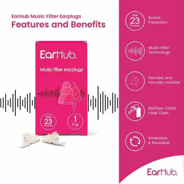 EarHub Music Filter Earplugs 1 Pair