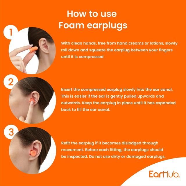 EarHub Premium Soft Orange Foam Earplugs   10 per pack