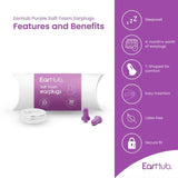 EarHub Sleepwell Purple Soft Foam Earplugs   30 per pack