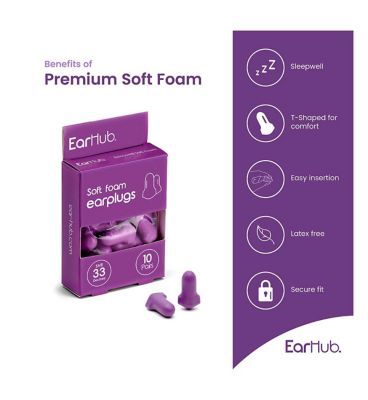 EarHub Soft Foam Earplugs 10 Pairs