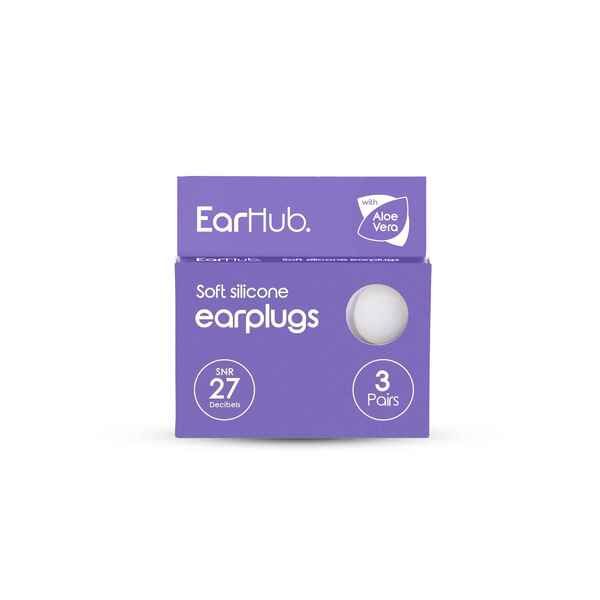 EarHub Soft Silicone Earplugs with Aloe Vera 3 Pair