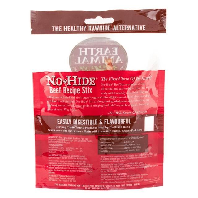 Earth Animal No Hide Beef Stix Dog Treats   10 per pack