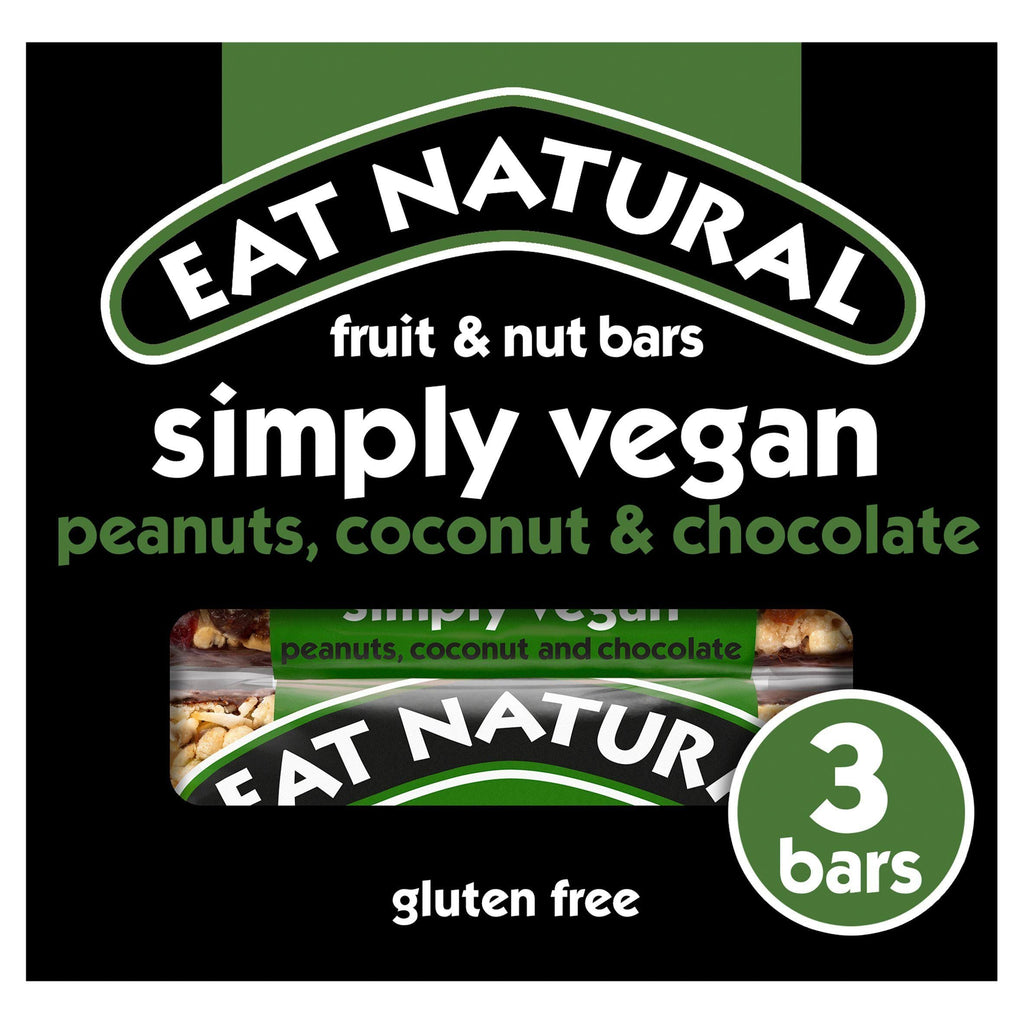 Eat Natural Simply Vegan Peanuts, Coconut and Chocolate Fruit & Nut Bars 3 x 45g