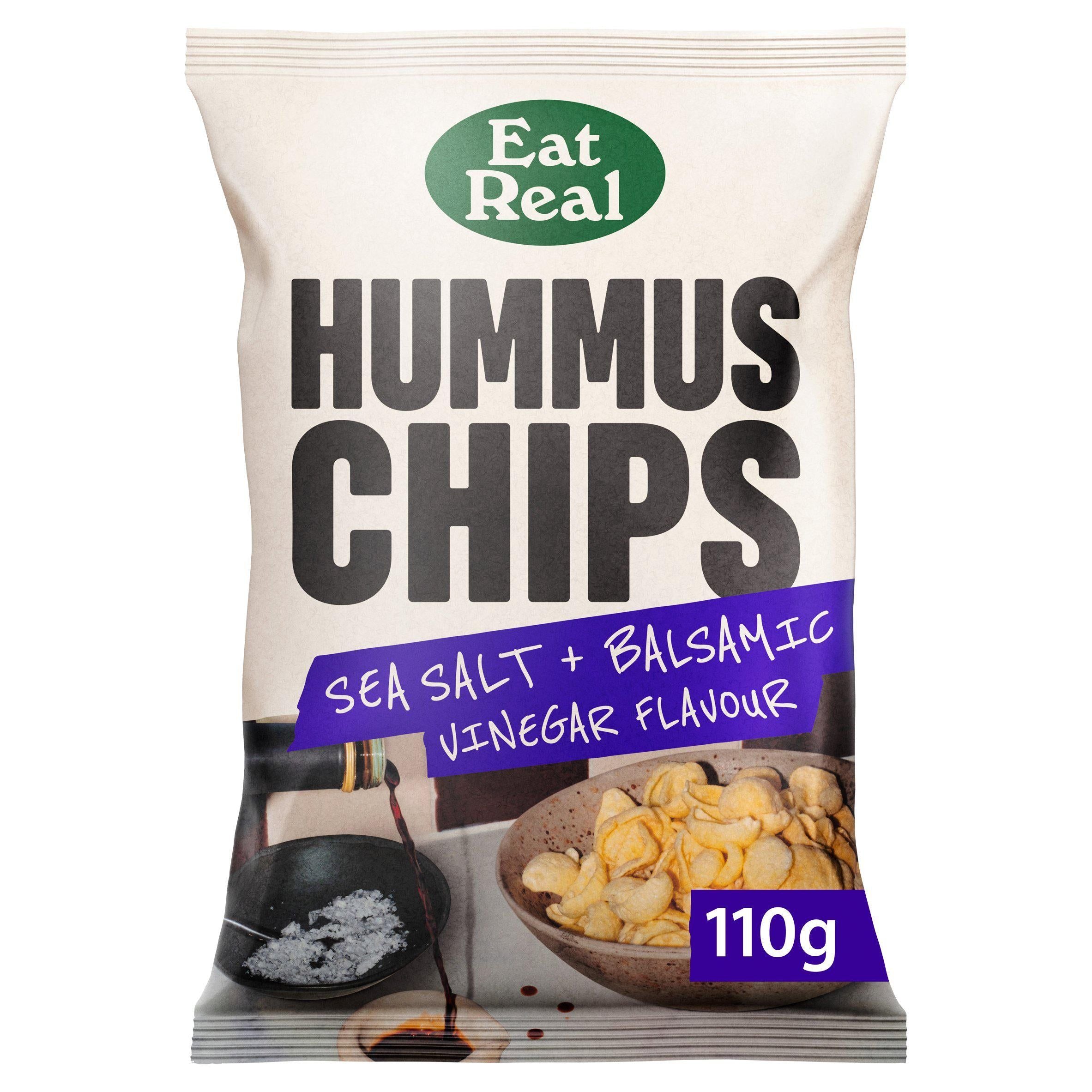 Eat Real Hummus Chips Sea Salt &amp;amp; Balsamic Vinegar Flavour 110g