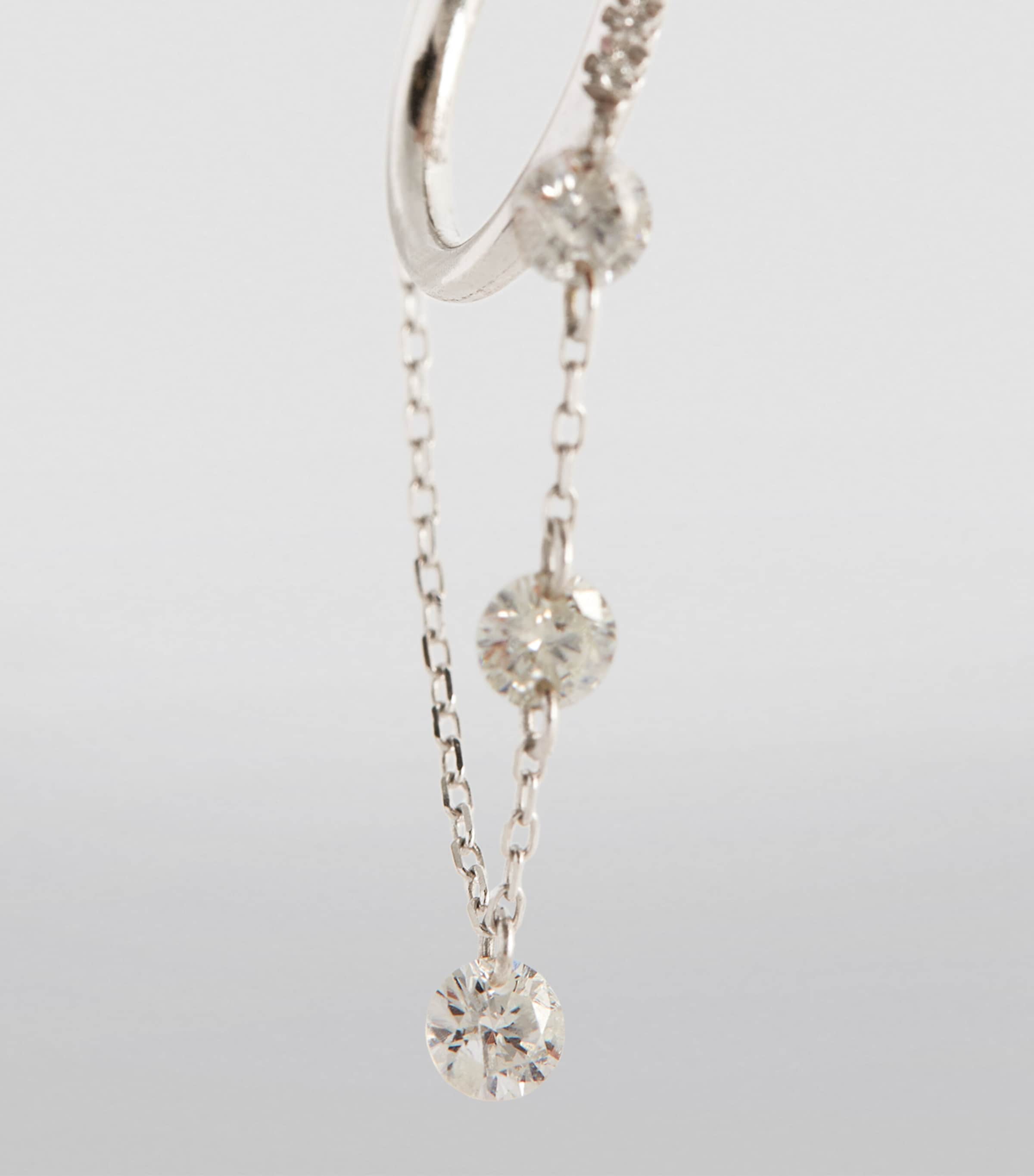 Persée white gold diamond drop huggie single earring, imported from the UK