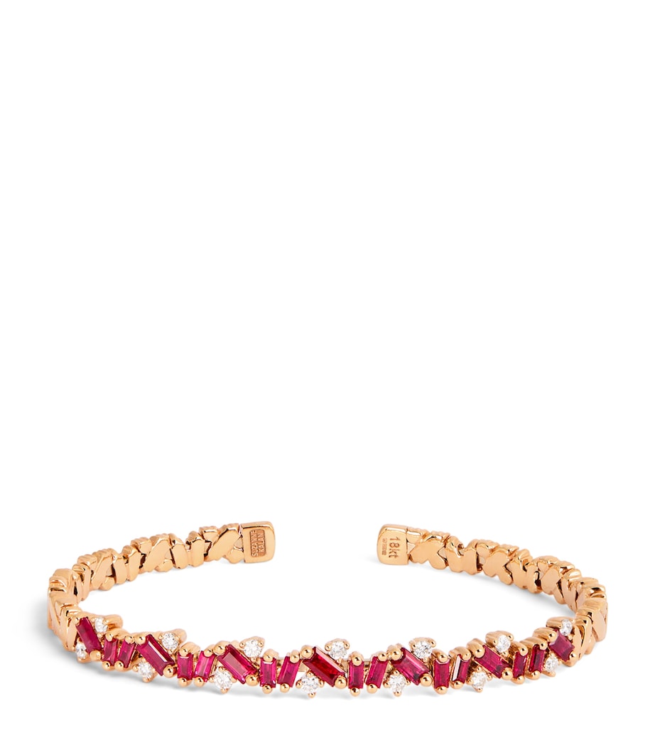 Suzanne Kalan rose gold diamond ruby bangle, imported from the UK