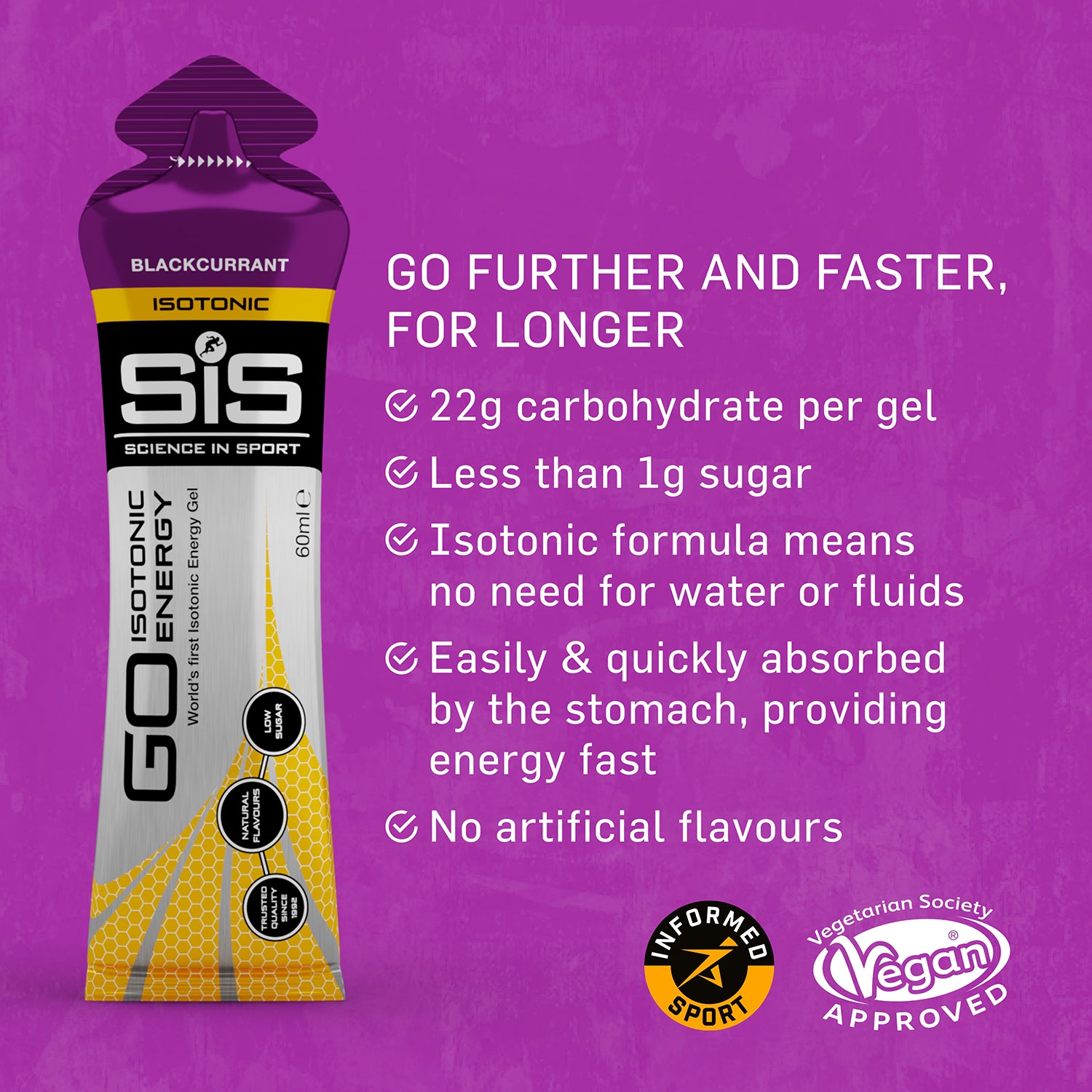 SiS GO Isotonic Energy Gel Blackcurrant 60ml (British brand)