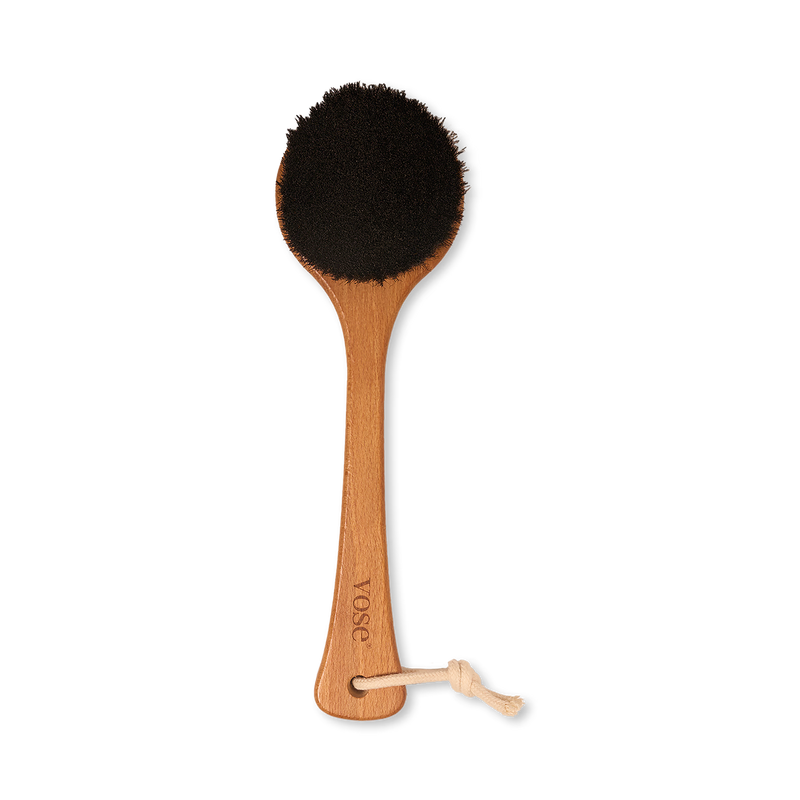 Horse hair dry body brush, hornbeam wood handle, UK version