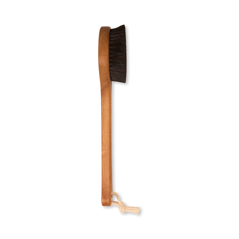 Horse hair dry body brush, hornbeam wood handle, UK version