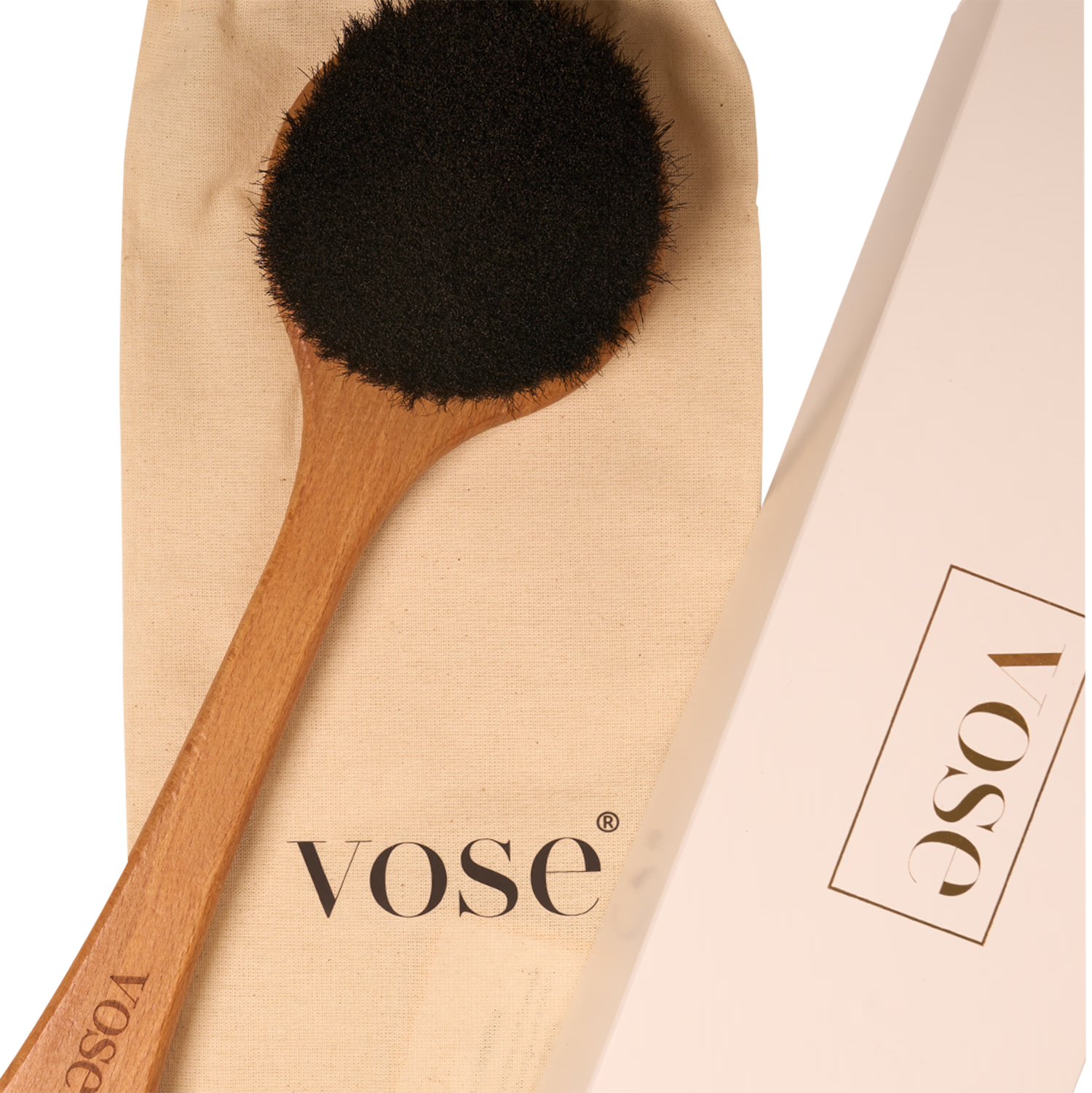 Horse hair dry body brush, hornbeam wood handle, UK version