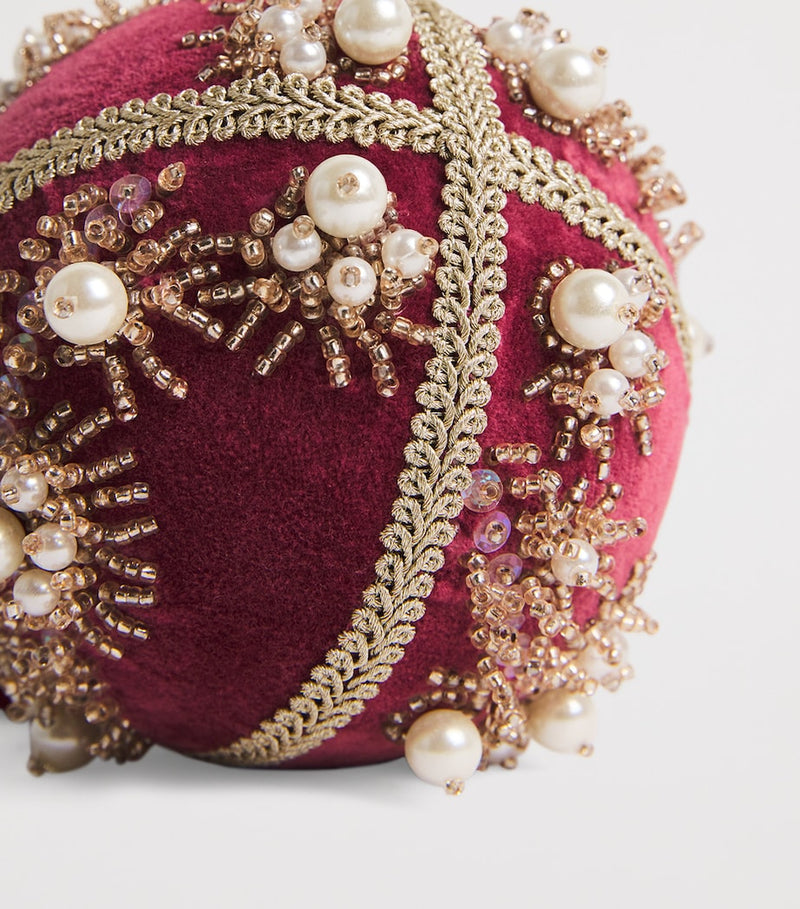 Harrods velvet jewelled Christmas bauble (British brand)