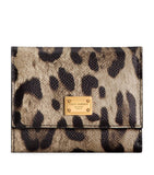 Dolce&Gabbana leather wallet with French flap and leopard print - British product