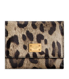 Dolce&Gabbana leather wallet with French flap and leopard print - British product