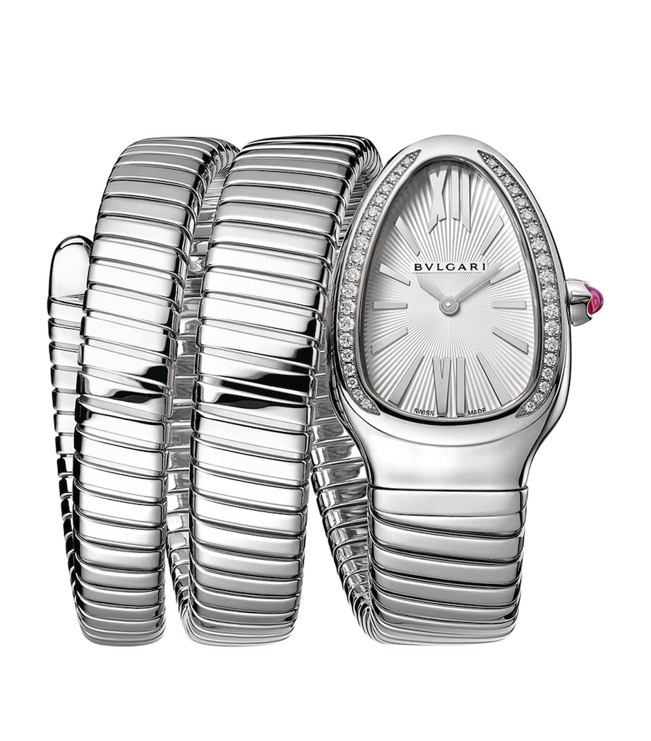 Bvlgari stainless steel Serpenti Tubogas diamond watch 35mm, imported from the UK
