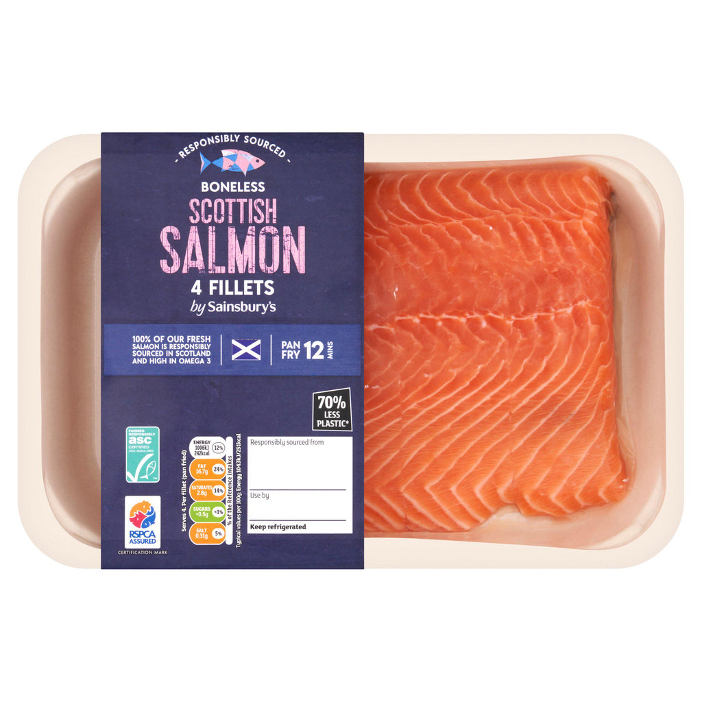 Sainsbury's Skin on ASC Scottish Salmon Fillets x4 480g